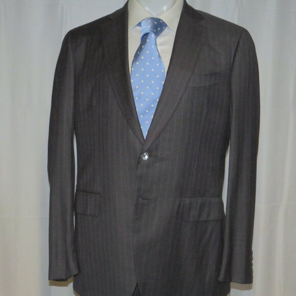ISAIA Gregorio Super 160 Gray Striped Current Two Button Suit 44L - Picture 4 of 16